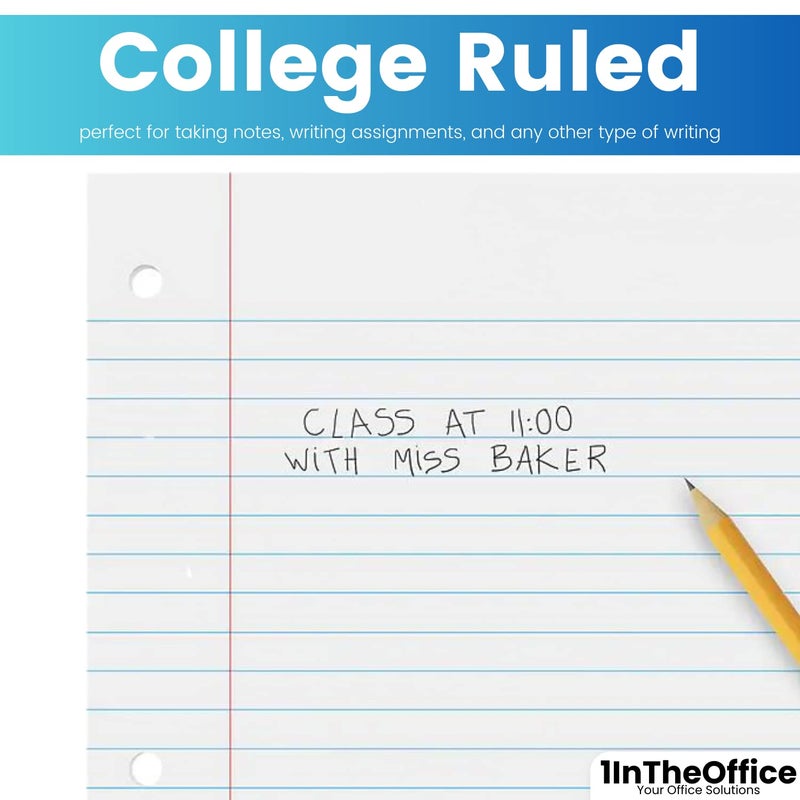1InTheOffice College Ruled Filler Paper, 8 1/2"" x 11"", 800 Sheets (800 Sheets) - Image 3